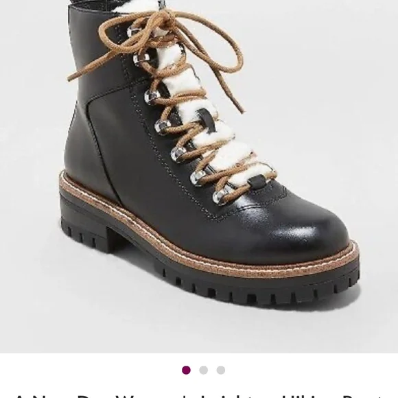 A New Day Black and Brown Faux Fur Winter Boot "Leighton" Lace Up Size 8 NWT - Picture 3 of 4